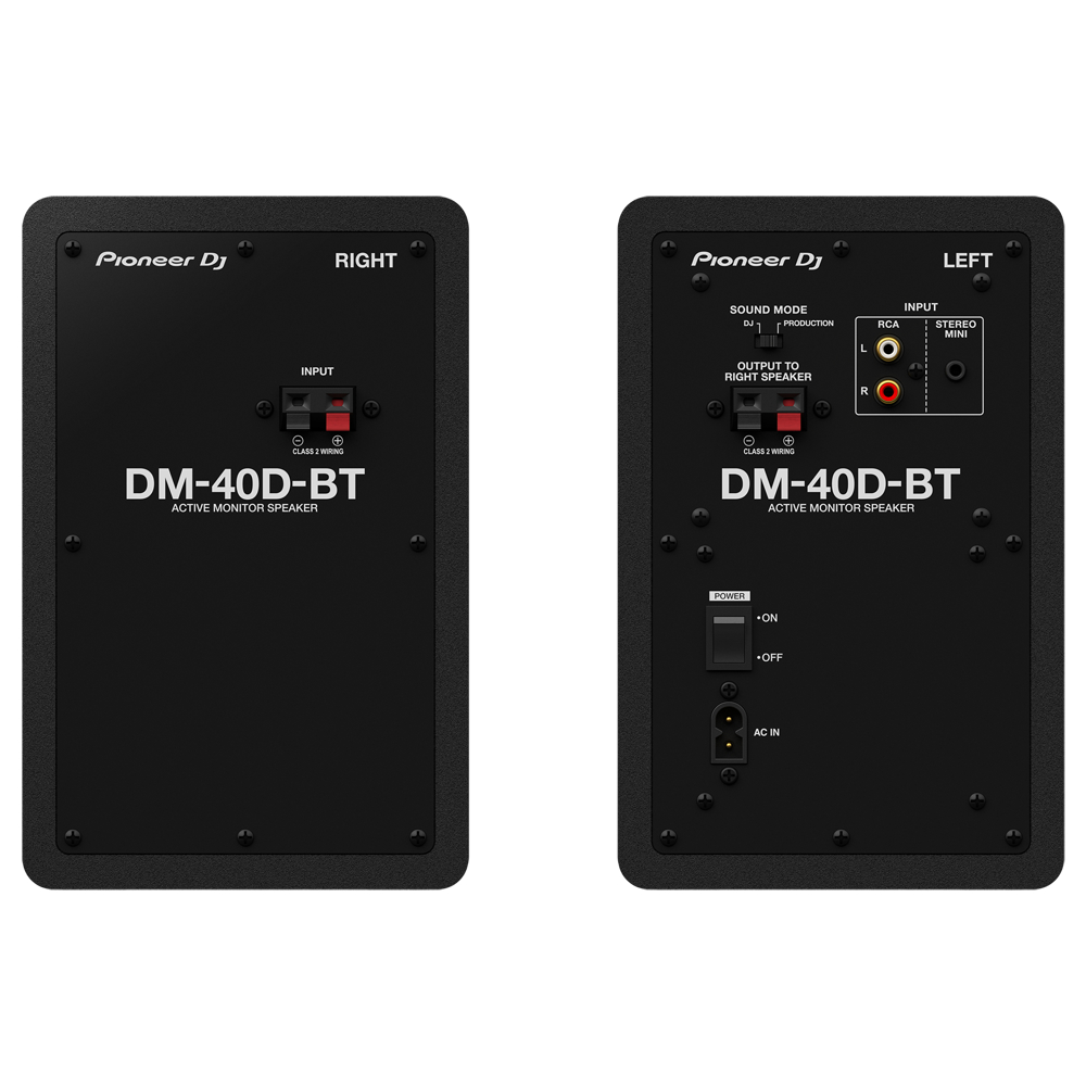 Pioneer DJ DM-40D-BT Black Bluetooth搭載 パワードモニタースピーカー 1ペア（2台） スピーカースタンド アイソレーションパッド付きセット 背面画像