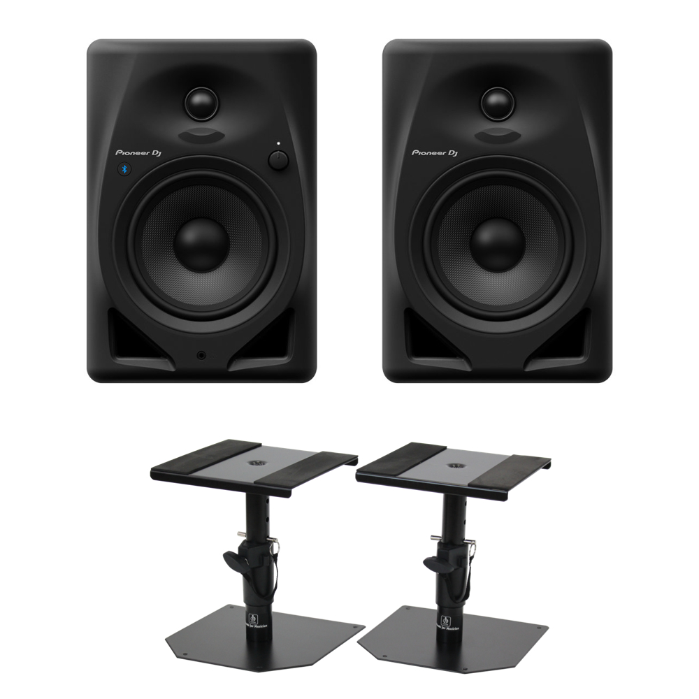 Pioneer DJ DM-50D-BT Black Bluetooth搭載 パワードモニタースピーカー 1ペア（2台） Dicon Audio SS-032R 卓上スタンド ペア セット