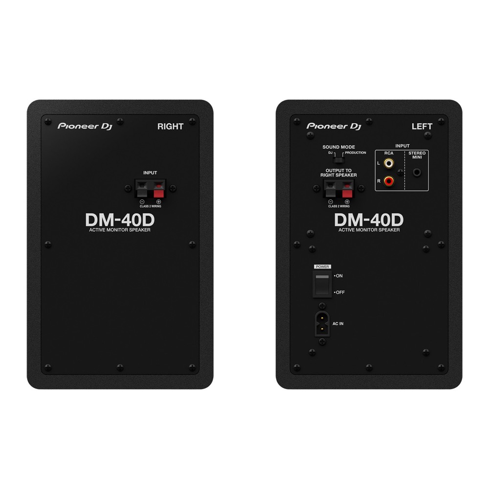 Pioneer DJ PLX-500-K Black ターンテーブル リスニングセット Pioneer DJ DM-40D付きセット Pioneer DJ DM-40D Black パワードモニタースピーカー 1ペア(2台)の背面画像