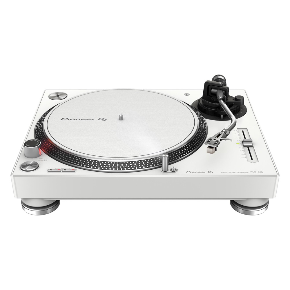 Pioneer DJ PLX-500-W White ターンテーブル リスニングセット Pioneer DJ DM-40D-BT-W アイソレーションパッド付きセット Pioneer DJ PLX-500-W White ターンテーブルの正面画像