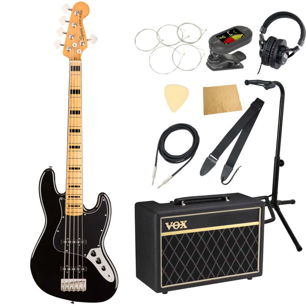 Squier Classic Vibe ’70s Jazz Bass V BLK MN 5弦 エレキベース VOXアンプ付き 入門10点 初心者セット