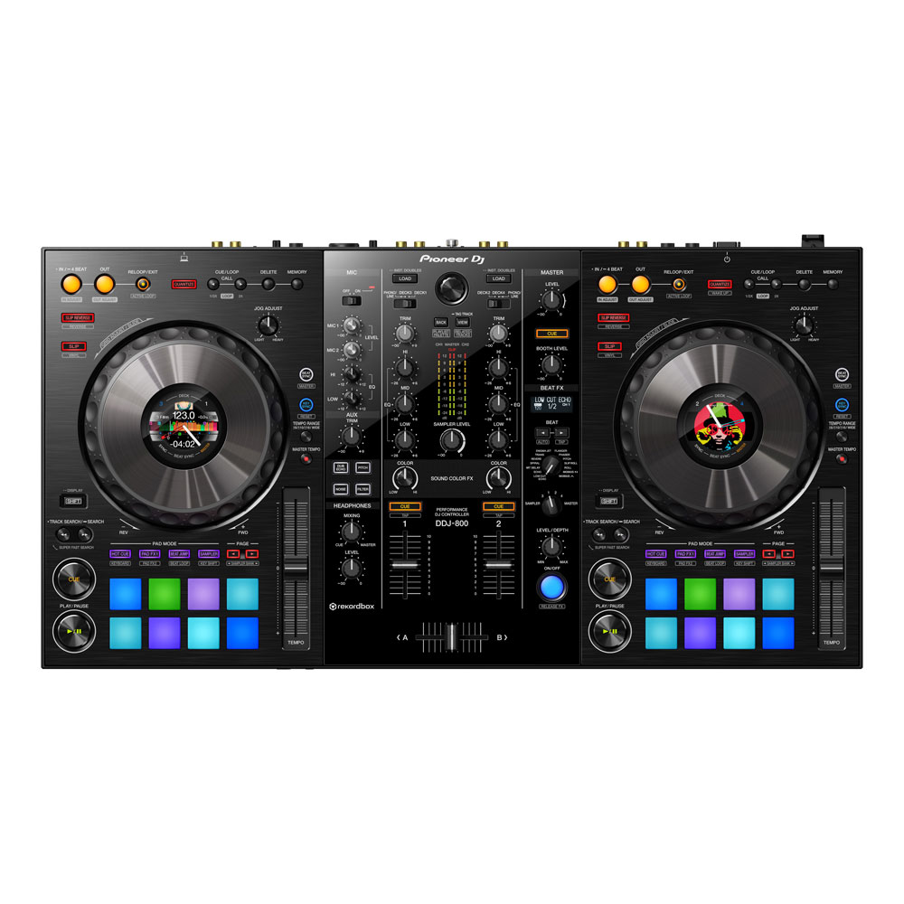 Pioneer DJ DDJ-800 rekordbox dj専用パフォーマンスDJコントローラー ヘッドホン ラップトップスタンド付き 3点セット 正面画像