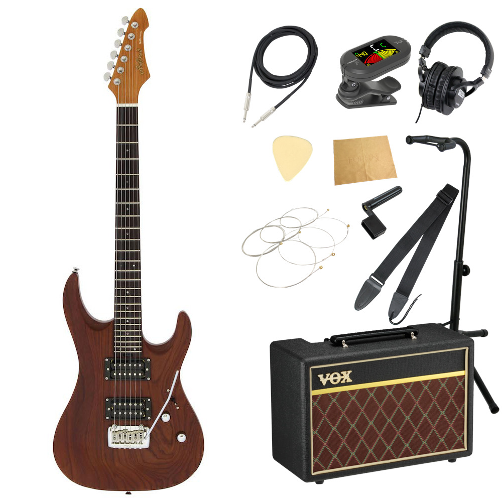 AriaProII MAC-DLX STBR エレキギター VOXアンプ付き 入門11点 初心者セット
