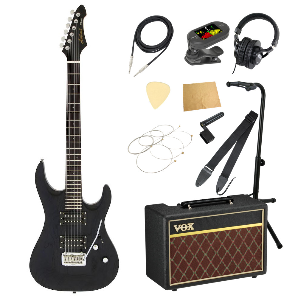 AriaProII MAC-DLX STBK エレキギター VOXアンプ付き 入門11点 初心者セット