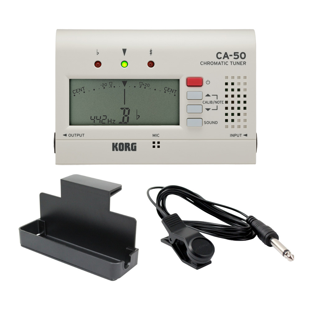 KORG コルグ CA-50 WH クロマチックチューナー チューナーマイク 譜面台トレイ付きセット
