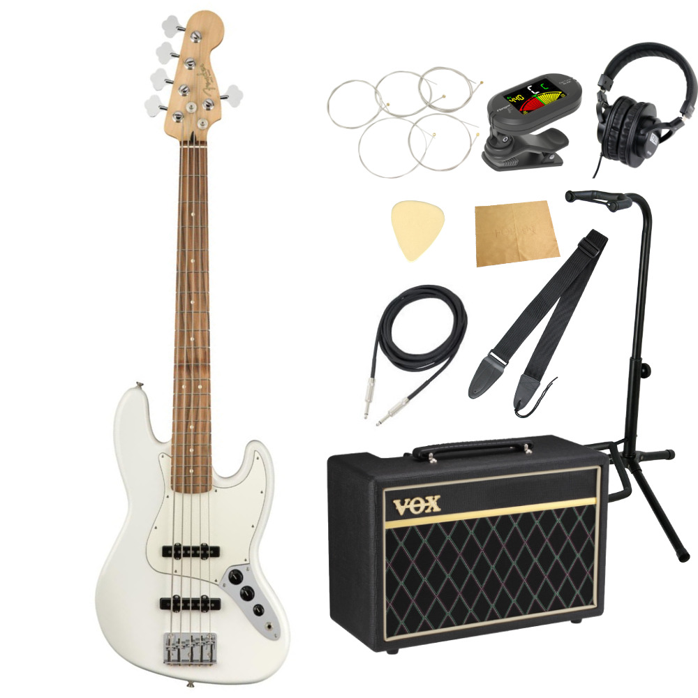 Fender Player Jazz Bass V PF Polar White 5弦エレキベース VOXアンプ付き 入門10点 初心者セット