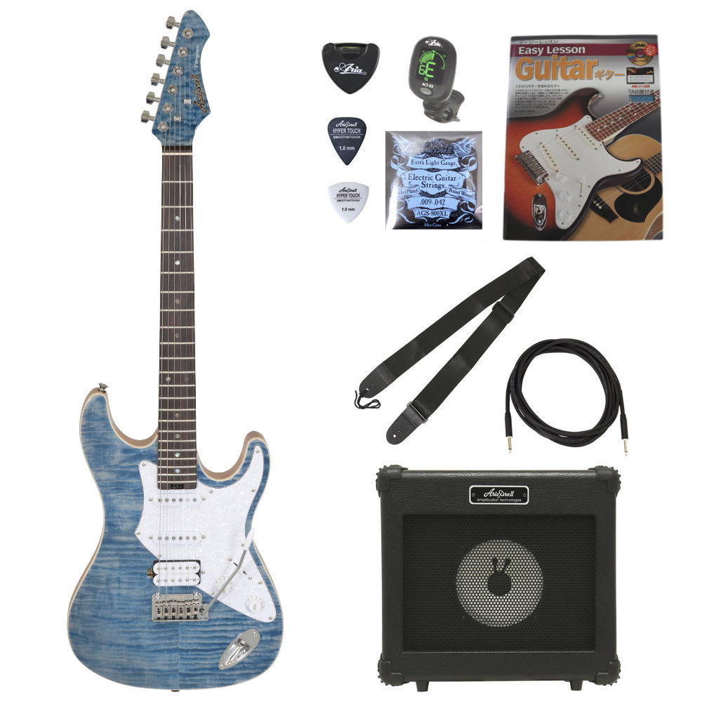AriaProII 714-AE200 LRBL エレキギター アンプ付き 初心者セット