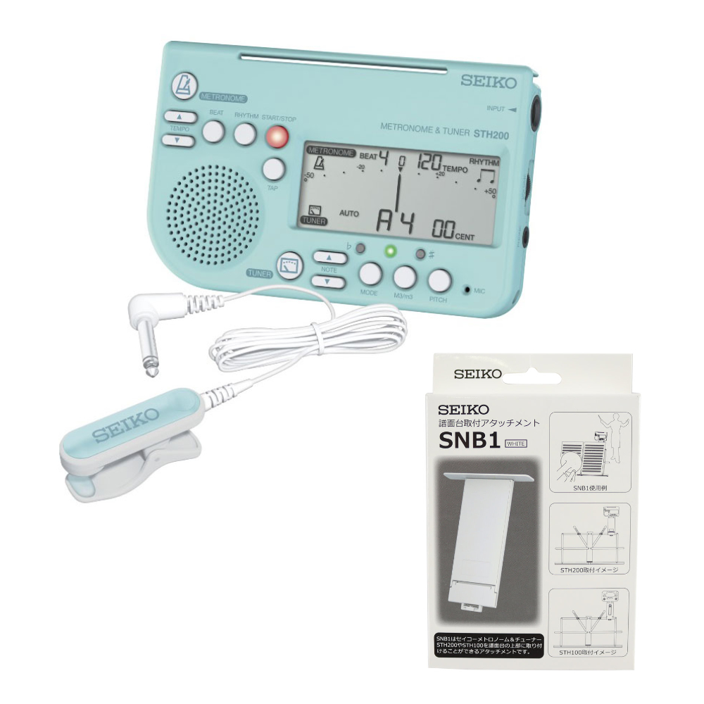 SEIKO セイコー STH200LP チューナーメトロノーム＆ピックアップマイク スペシャルパック のびーるくんセット 譜面台取付アタッチメント付き