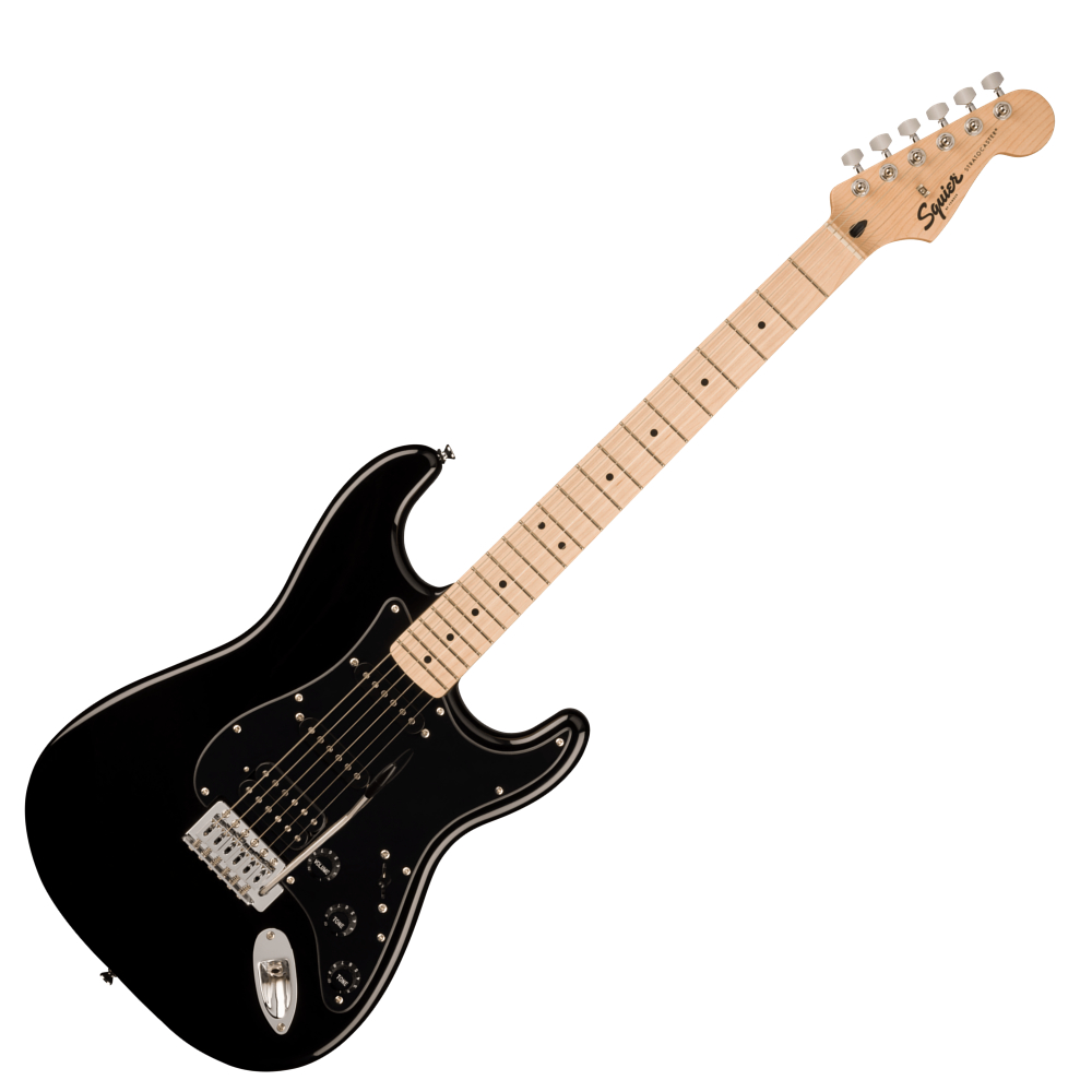 Squier スクワイヤー スクワイア Sonic Stratocaster HSS MN BLK エレキギター ストラトキャスター VOXアンプ付き 入門11点 初心者セット 正面画像