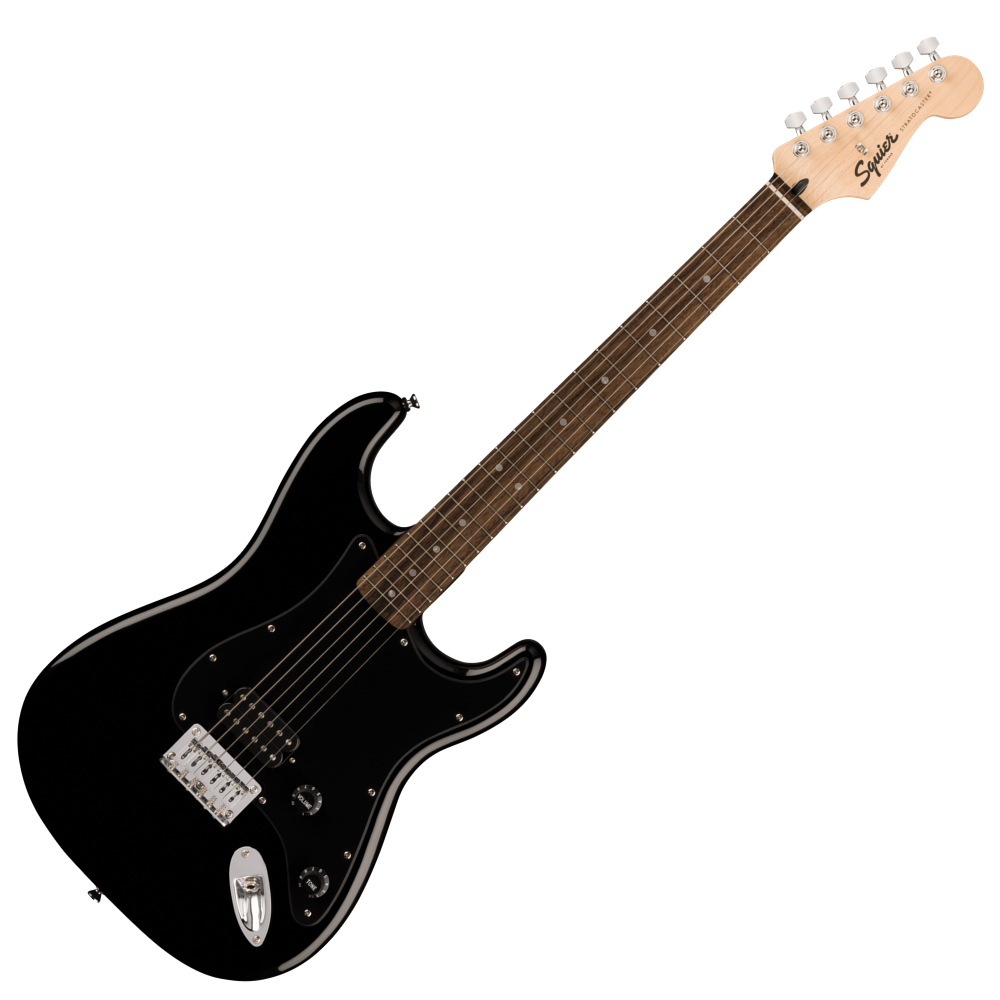 Squier スクワイヤー スクワイア Sonic Stratocaster HT H LRL BLK エレキギター ストラトキャスター VOXアンプ付き 入門11点 初心者セット 正面画像
