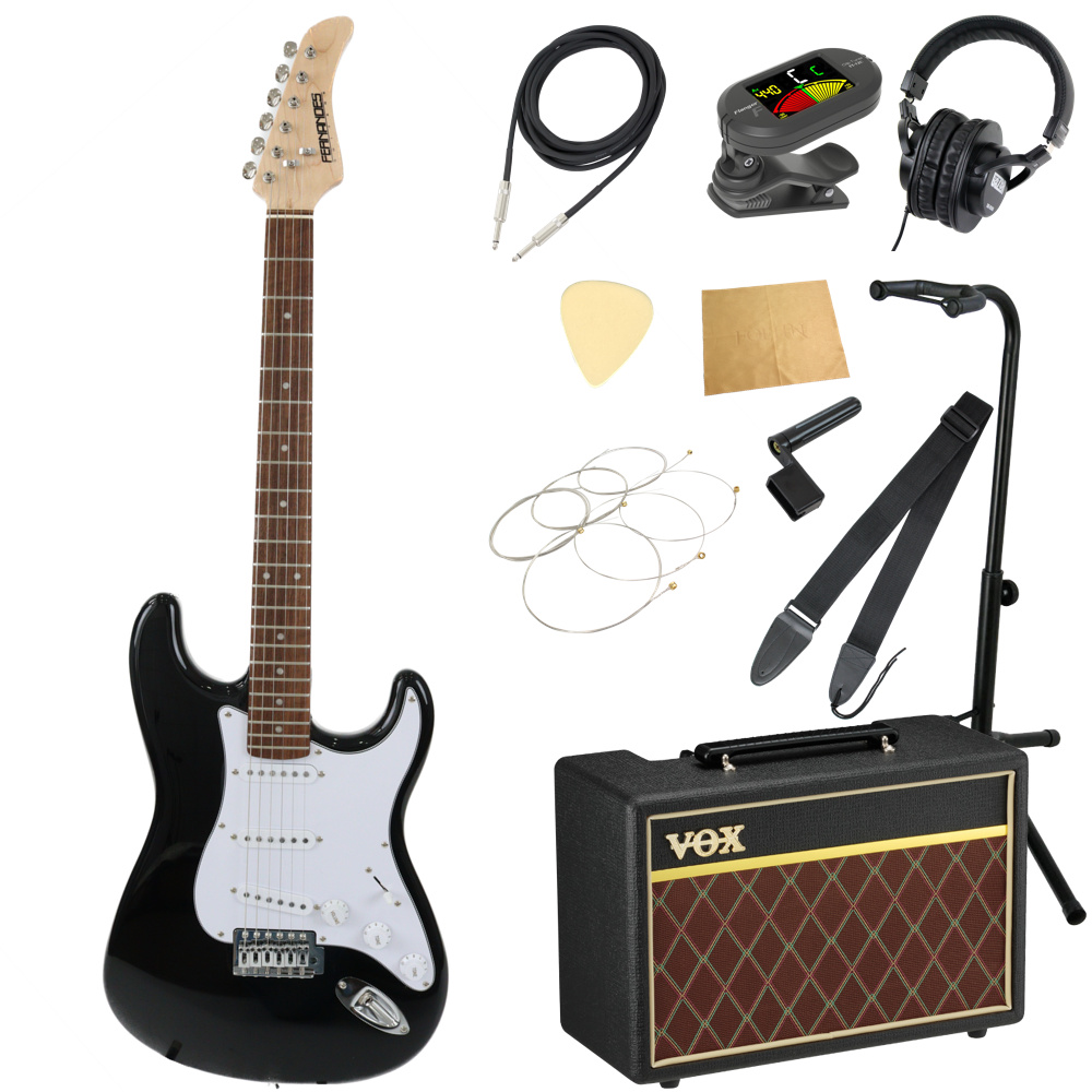 FERNANDES フェルナンデス LE-1Z 3S BLK/L エレキギター ストラトキャスタータイプ VOXアンプ付き 入門11点 初心者セット