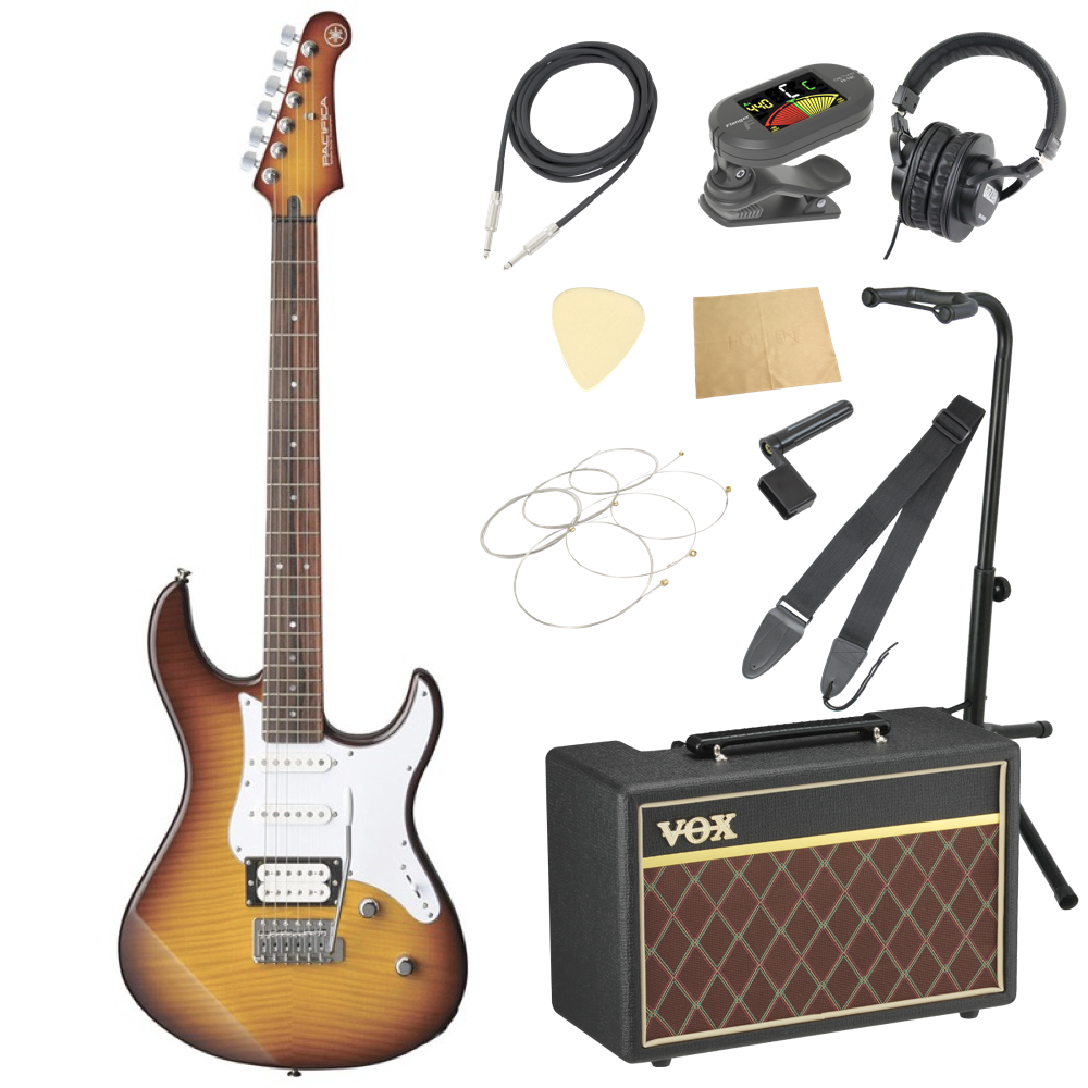 YAMAHA(ヤマハ) PACIFICA212VFM TBL エレキギター VOXアンプ付き 入門11点 初心者セット