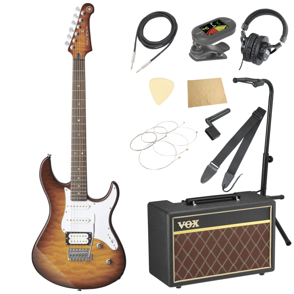 YAMAHA(ヤマハ) PACIFICA212VQM TBS エレキギター VOXアンプ付き 入門11点 初心者セット
