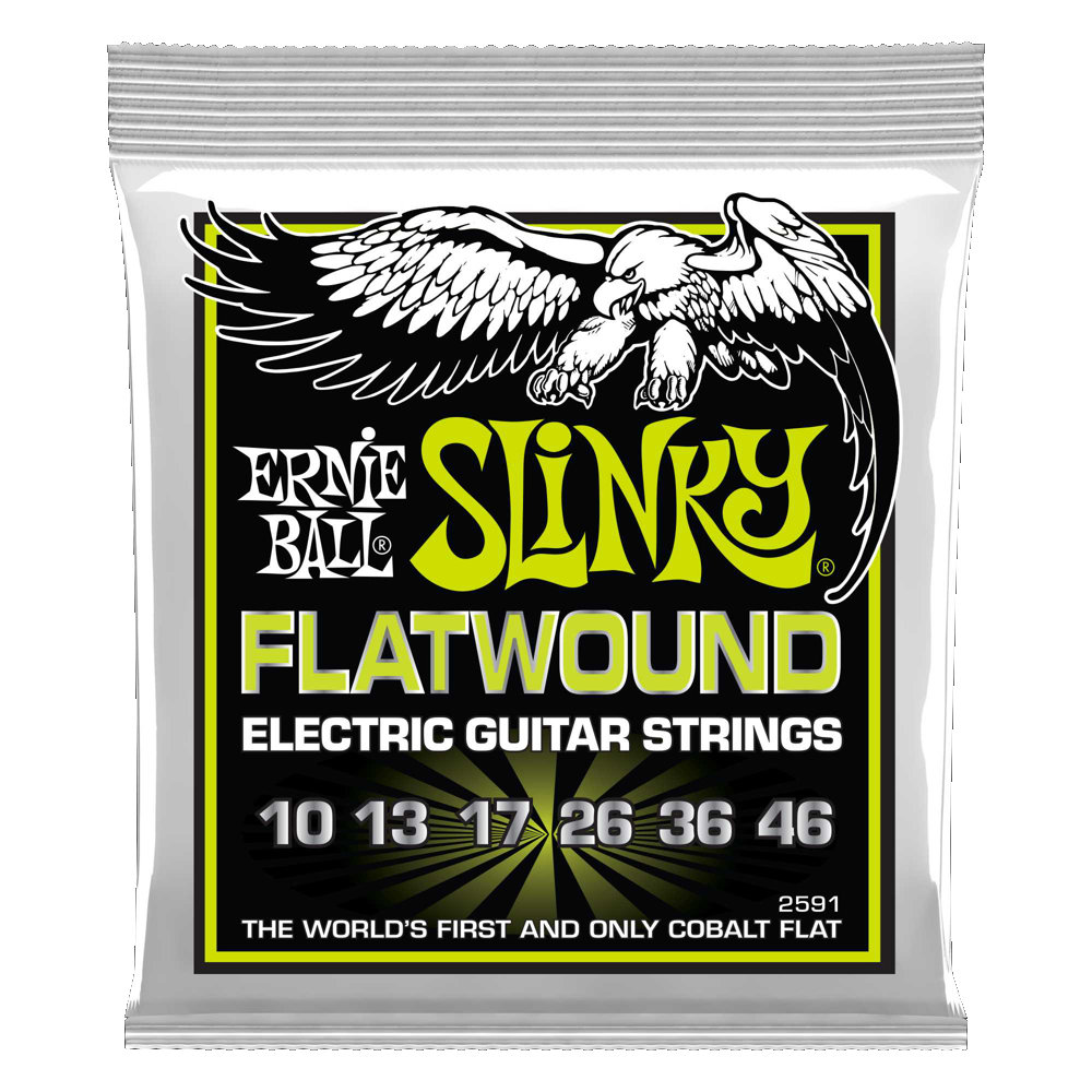 ERNIE BALL アーニーボール 2591 Flatwound Regular Slinky 10-46(3弦プレーン) フラットワウンド エレキギター弦 レギュラースリンキー×3セット