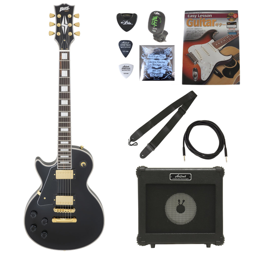 BLITZ by ARIA ブリッツ BLP-CST LH BK 左用エレキギター ARIA アンプ付きエレキギター付属品セット 初心者セット