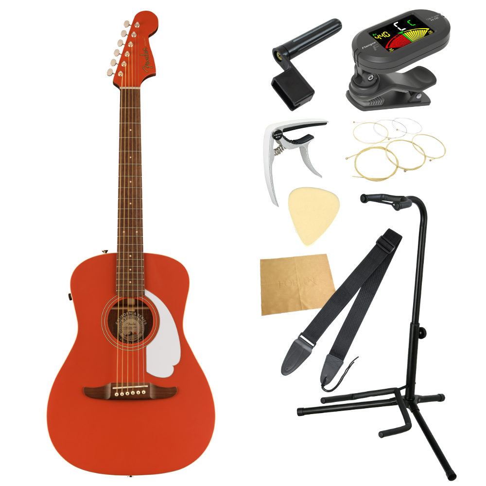 Fender フェンダー MALIBU PLAYER WN Fiesta Red エレクトリックアコースティックギター 入門9点 初心者セット