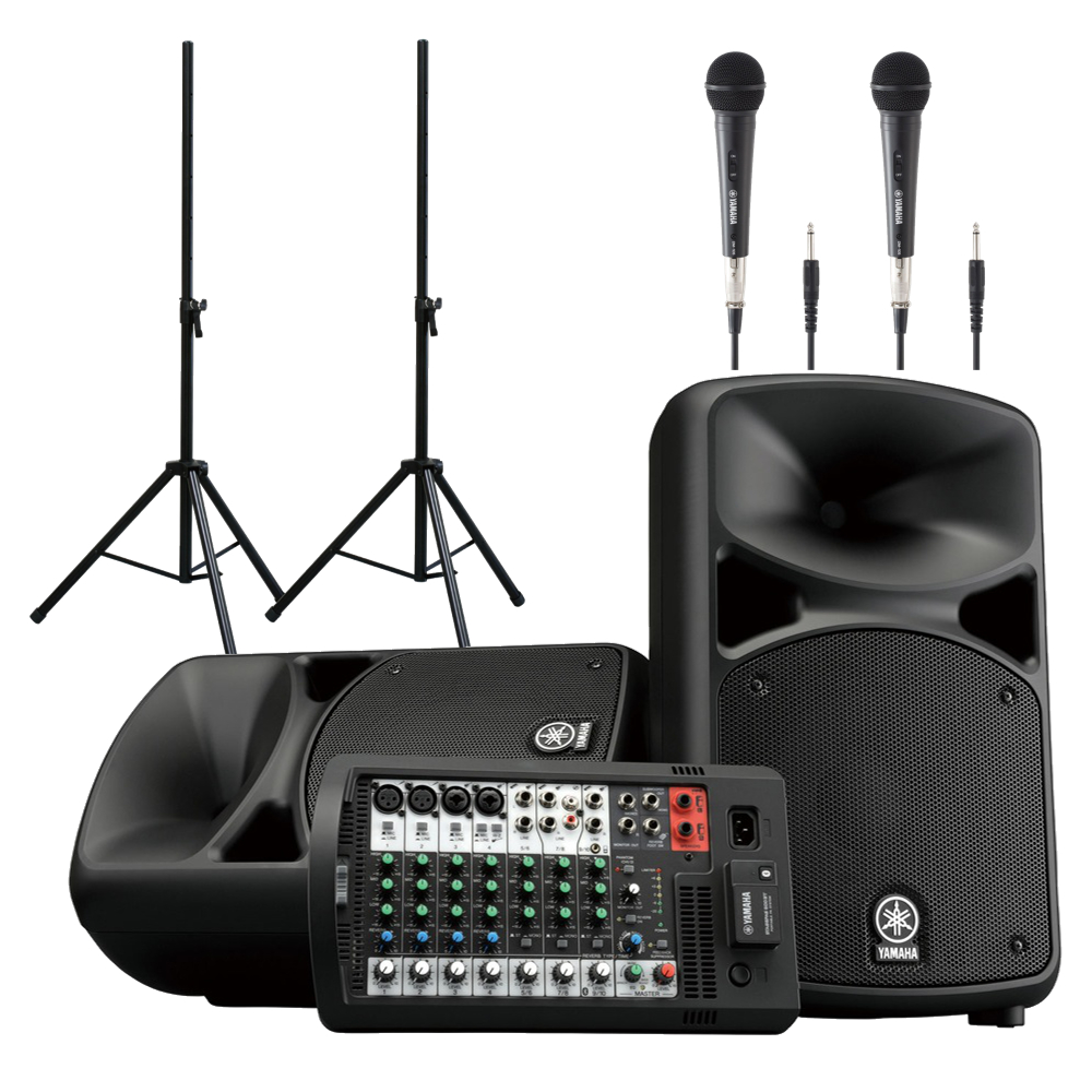 YAMAHA STAGEPAS 600BT ポータブルPAシステム スピーカースタンド マイク2本付きセット