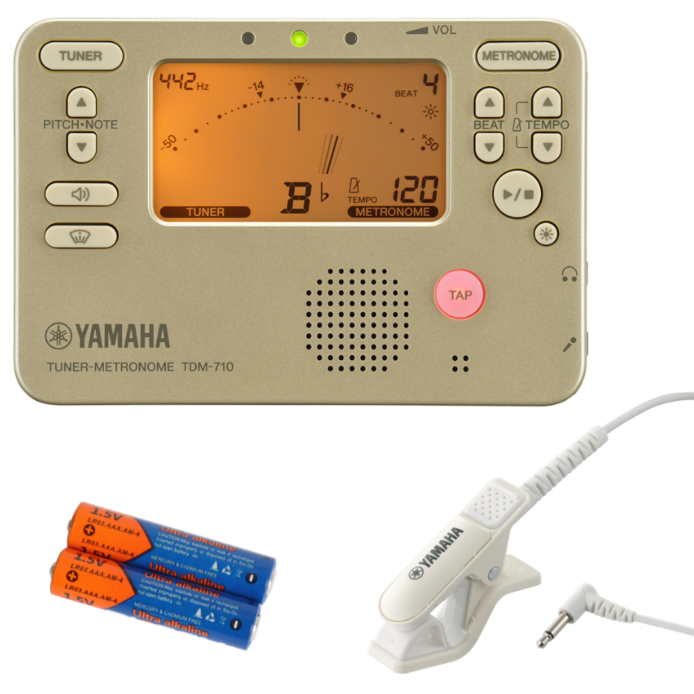 チューナー メトロノーム ヤマハ YAMAHA TDM-710GL ゴールド & TM-40IV 単4乾電池付き 吹奏楽 管楽器 弦楽器 ブラスバンド オーケストラ チューナー & マイク セット