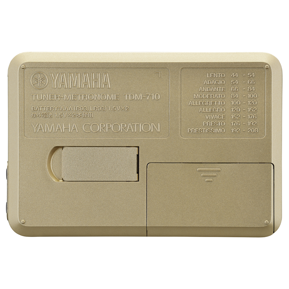 チューナー メトロノーム ヤマハ YAMAHA TDM-710GL ゴールド 電池 コンタクトマイク FA-01M付きセット 吹奏楽 管楽器 弦楽器 ブラスバンド オーケストラ チューナーメトロノーム 背面