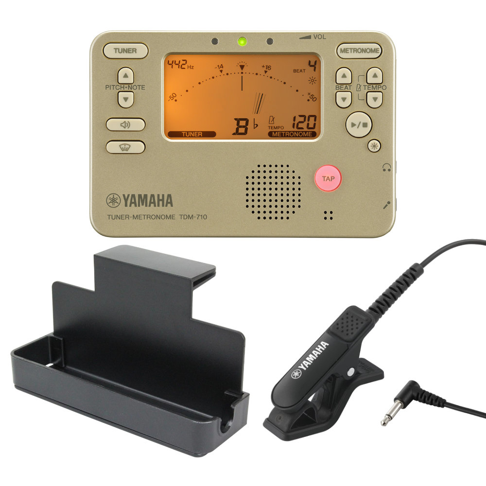 YAMAHA ヤマハ TDM-710GL ゴールド チューナーメトロノーム TM-40BK チューナーマイク 譜面台トレイラック 3点セット