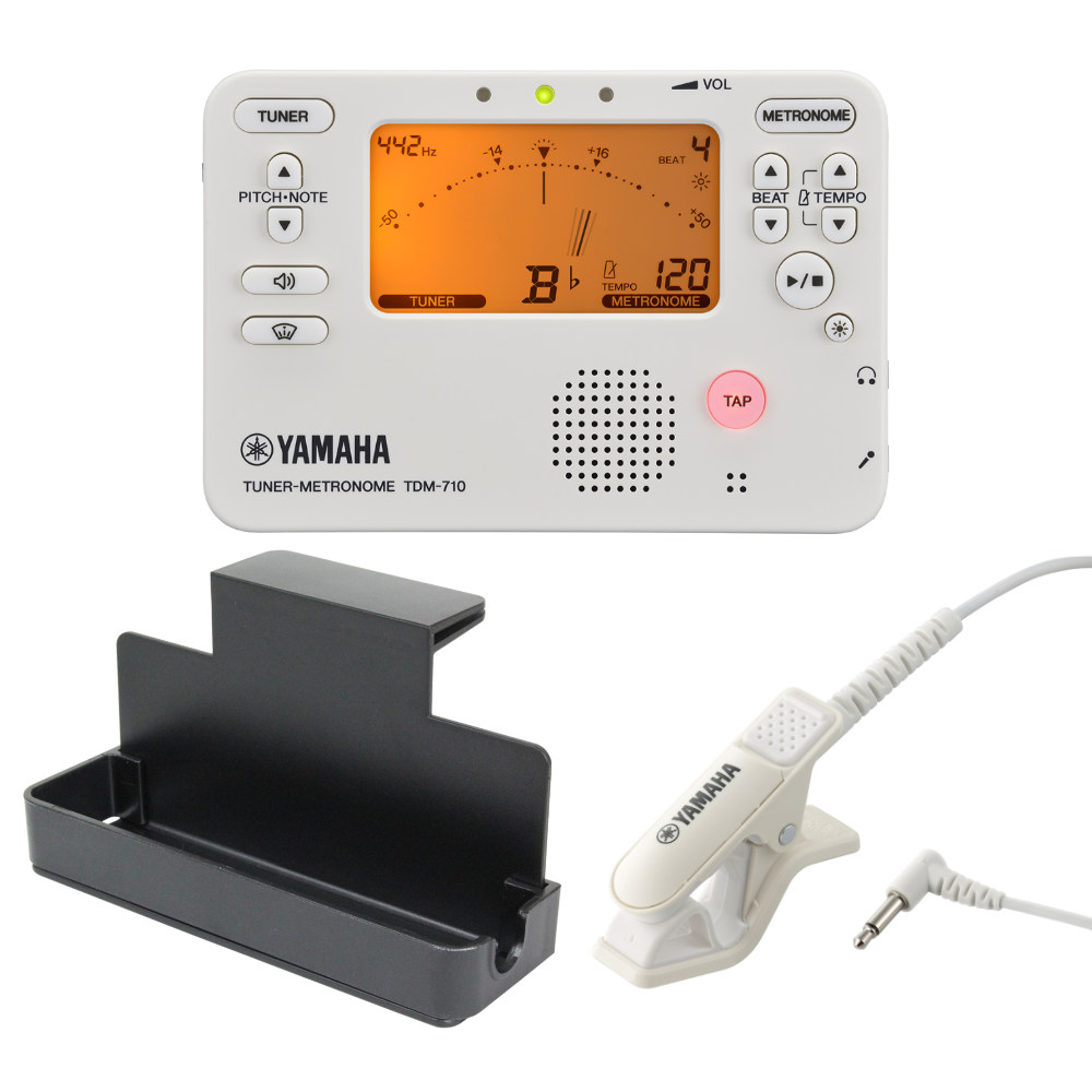 YAMAHA ヤマハ TDM-710IV アイボリー チューナーメトロノーム TM-40IV チューナーマイク 譜面台トレイラック 3点セット