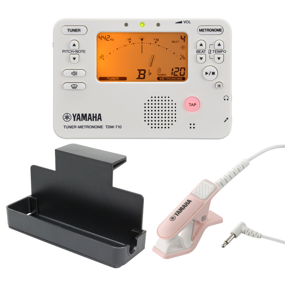 YAMAHA ヤマハ TDM-710IV アイボリー チューナーメトロノーム TM-40PK チューナーマイク 譜面台トレイラック 3点セット