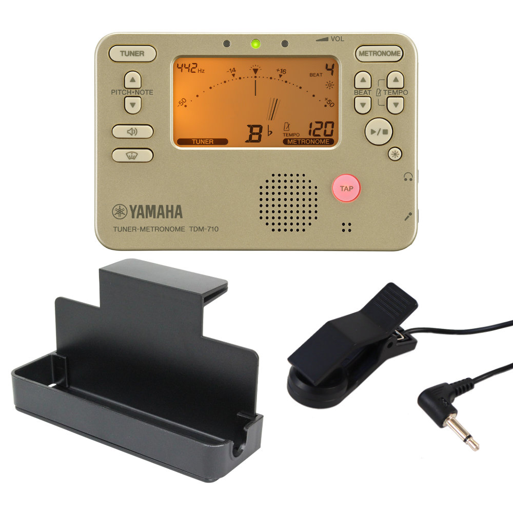 YAMAHA ヤマハ TDM-710GL ゴールド チューナーメトロノーム FA-01M チューナーマイク 譜面台トレイラック 3点セット