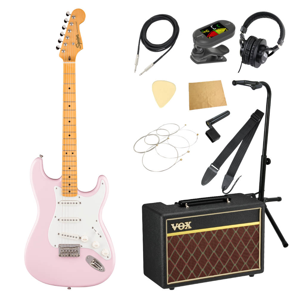 Squier スクワイア スクワイヤー Classic Vibe ’50s Stratocaster HT MN Shell Pink エレキギター VOXアンプ付き 入門11点 初心者セット