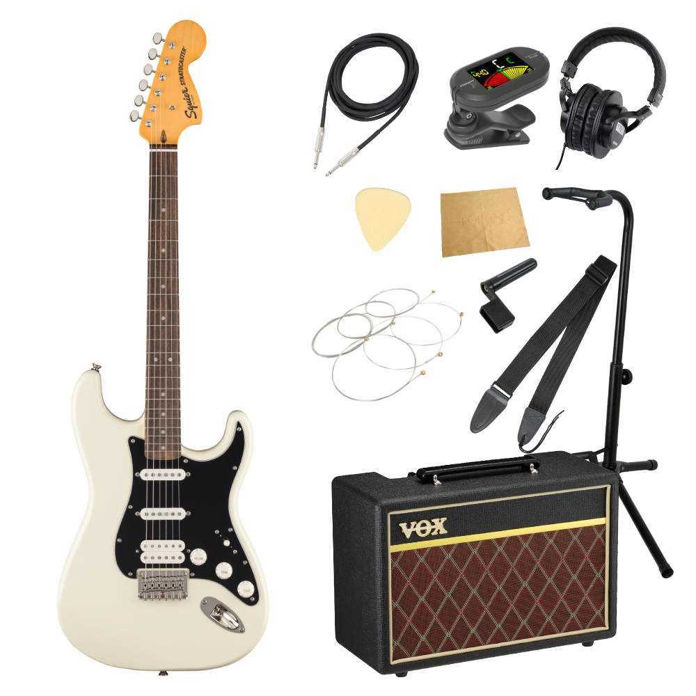 Squier スクワイア スクワイヤー Classic Vibe ’70s Stratocaster HT HSS LRL Olympic White エレキギター VOXアンプ付き 入門11点 初心者セット