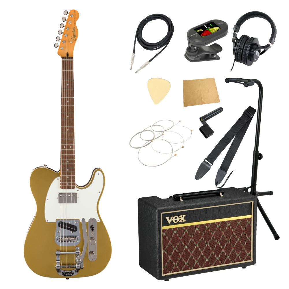 Squier スクワイア スクワイヤー Classic Vibe Custom Telecaster SH with Bigsby Aztec Gold エレキギター VOXアンプ付き 入門11点 初心者セット