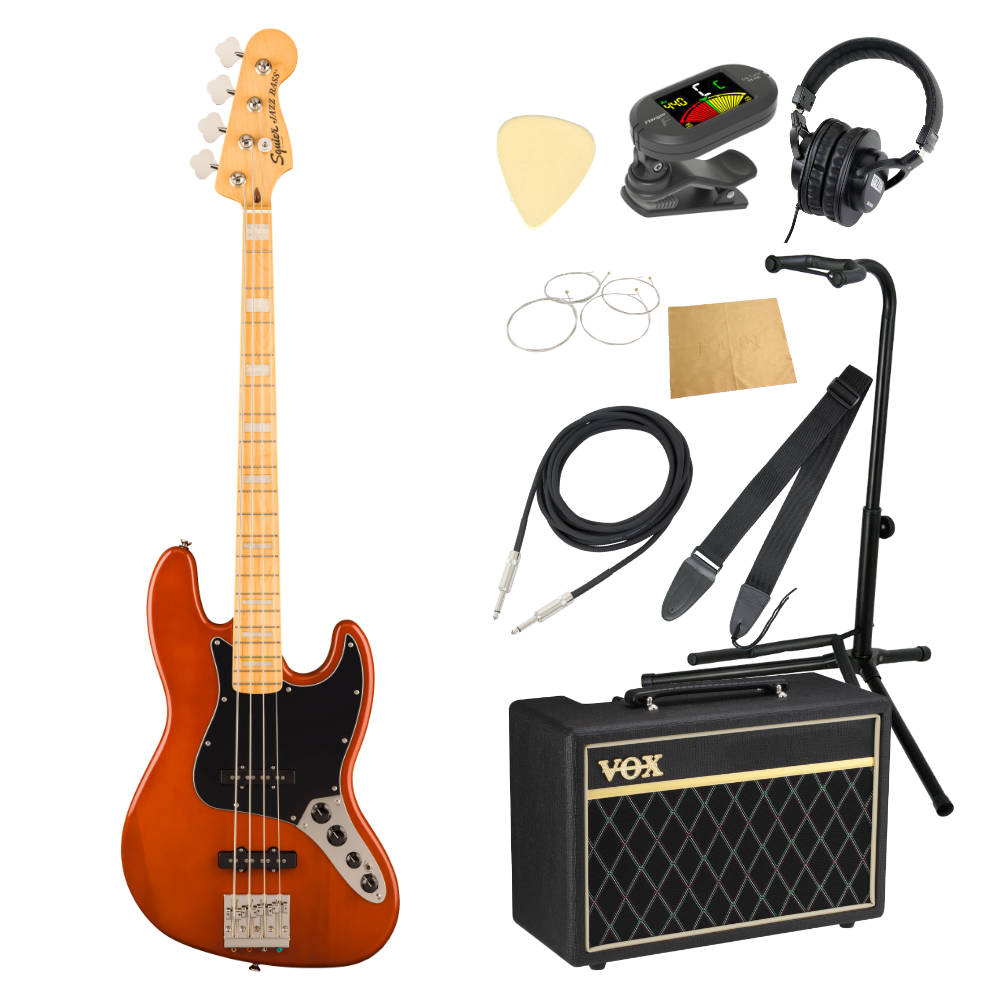 Squier スクワイア スクワイヤー Classic Vibe Active ’70s Jazz Bass MN Mocha エレキベース VOXアンプ付き 入門10点 初心者セット