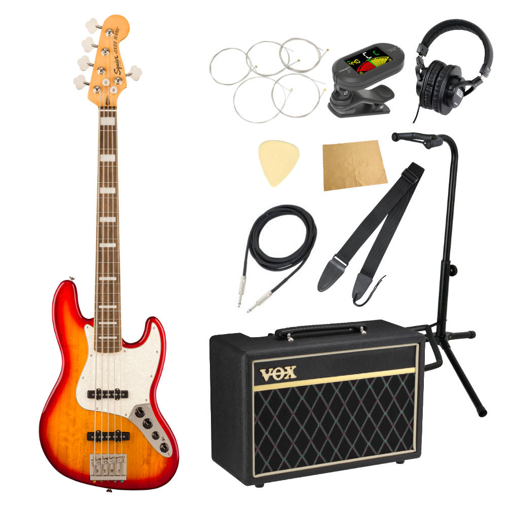 Squier スクワイア スクワイヤー Classic Vibe Active ’70s Jazz Bass V LRL Sienna Sunburst 5弦 エレキベース VOXアンプ付き 入門10点 初心者セット