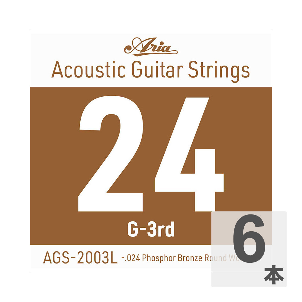 ARIA アリア AGS-2003L Light .024W アコースティックギター用 バラ弦×6本