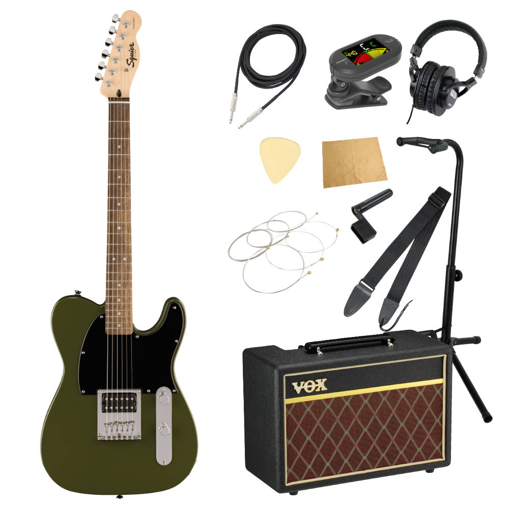 Squier スクワイア スクワイヤー Sonic Esquire H LRL Olive エレキギター VOXアンプ付き 入門11点 初心者セット