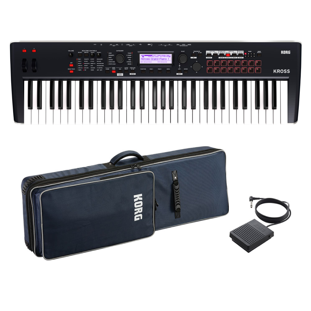 KORG KROSS2-61 DB ダークブルー 純正ソフトケース&フットスイッチ付きセット ミュージックワークステーションシンセサイザー