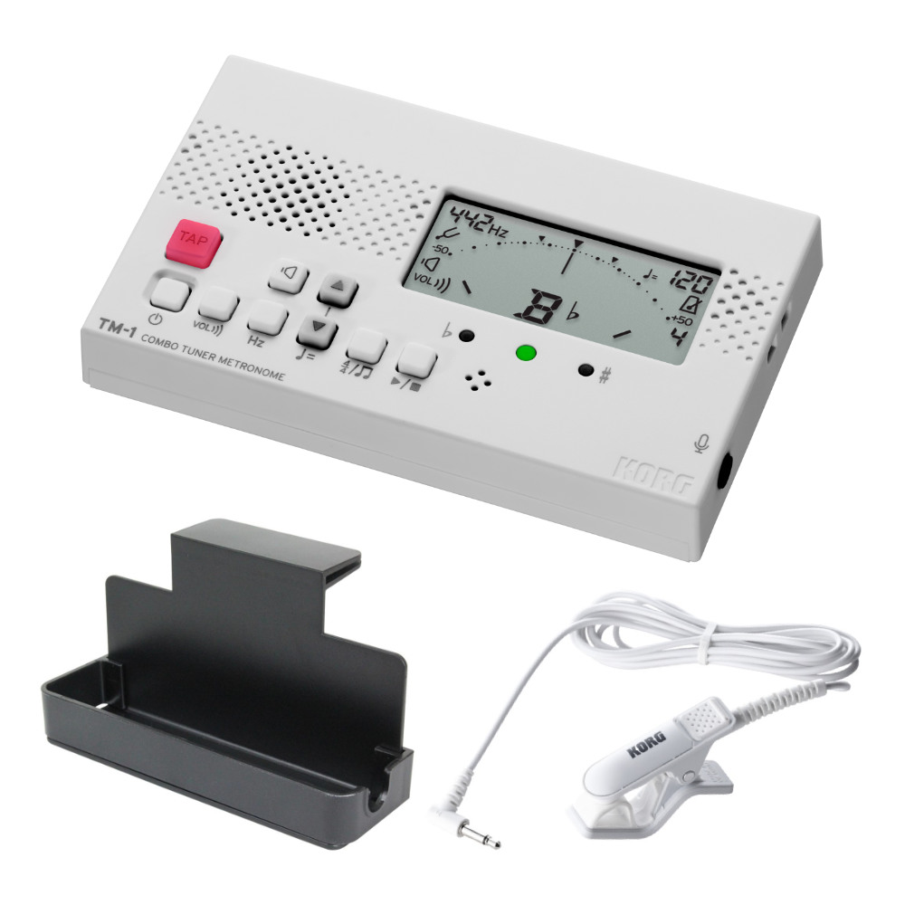 KORG TM-1 WH チューナー&メトロノーム 純正クリップマイク/譜面台トレイラック付きセット 吹奏楽 管楽器 弦楽器 ブラスバンド オーケストラ