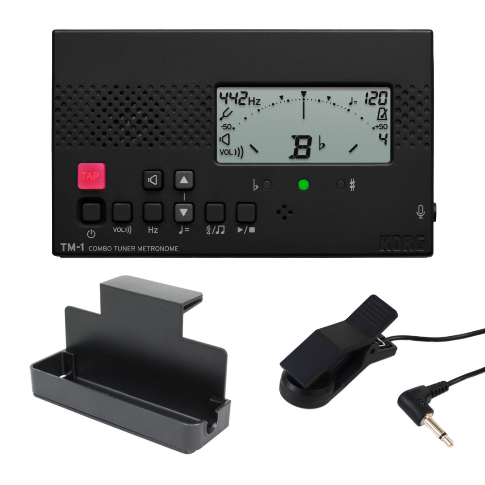 KORG TM-1 BK チューナー&メトロノーム クリップマイク/譜面台トレイラック付きセット 吹奏楽 管楽器 弦楽器 ブラスバンド オーケストラ