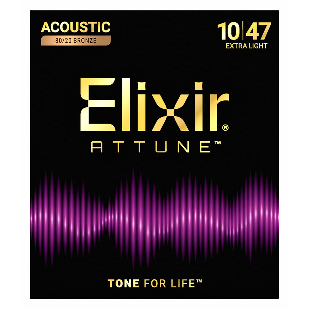 ELIXIR エリクサー 23002 ACOUSTIC ATTUNE 10-47 80/20 Bronze Extra Light アコースティックギター弦×2セット