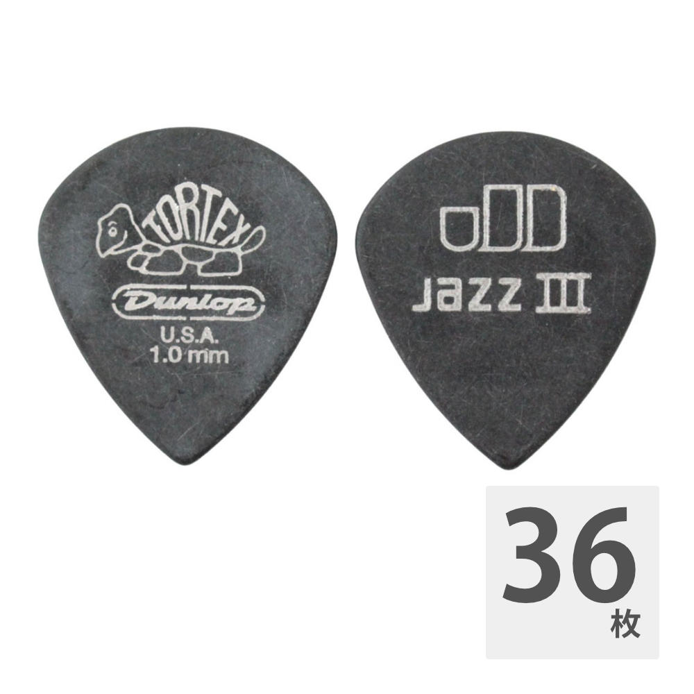 JIM DUNLOP 482 Tortex Pitch Black Jazz III 1.0mm ギターピック×36枚