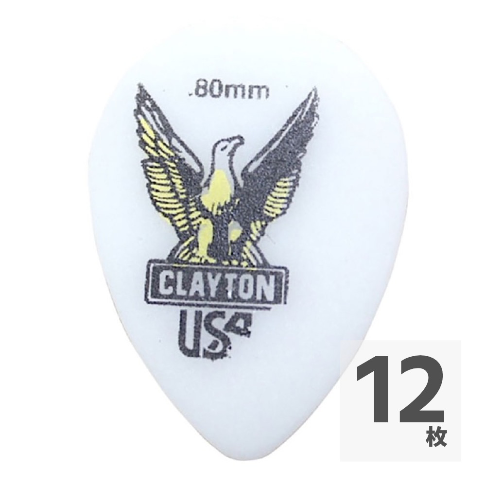 Clayton USA Acetal Polymer 0.80mm スモールティアドロップ ピック×12枚