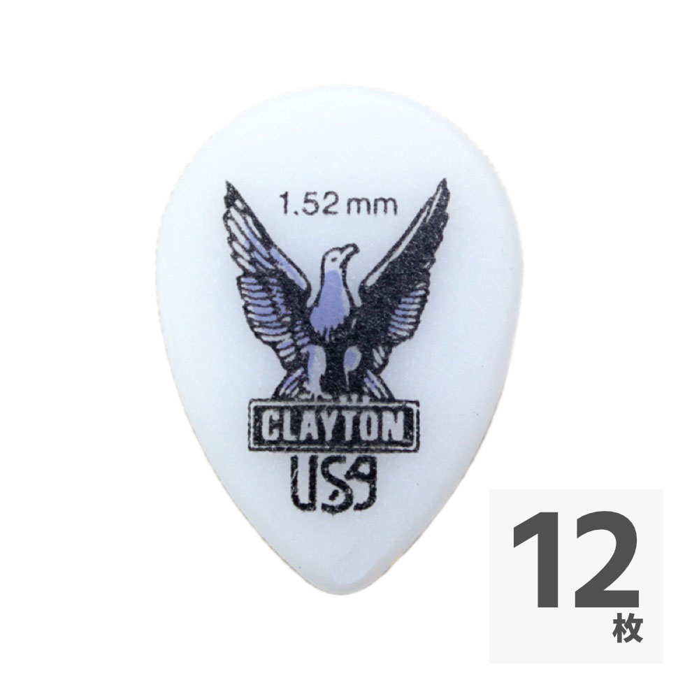 Clayton USA Acetal Polymer 1.52mm スモールティアドロップ ピック×12枚