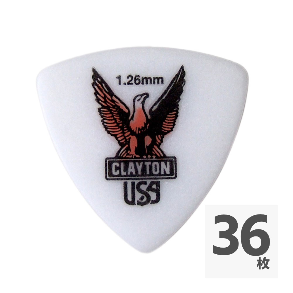 Clayton USA Acetal Polymer 1.26mm 丸肩トライアングル ピック×36枚