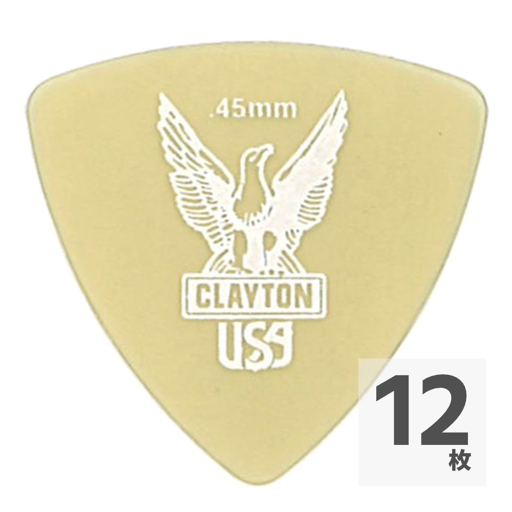 Clayton USA Ultem Gold 0.45mm 丸肩トライアングル ギターピック×12枚