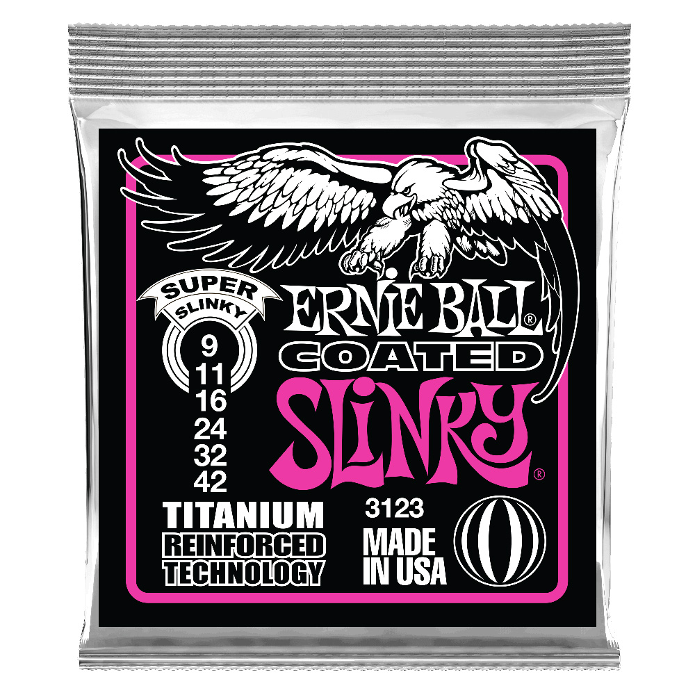 ERNIE BALL 3123/Coated Super Slinky コーティングエレキギター弦×3SET