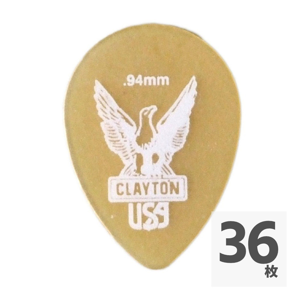 Clayton USA Ultem Gold 0.94mm スモールティアドロップ ピック×36枚
