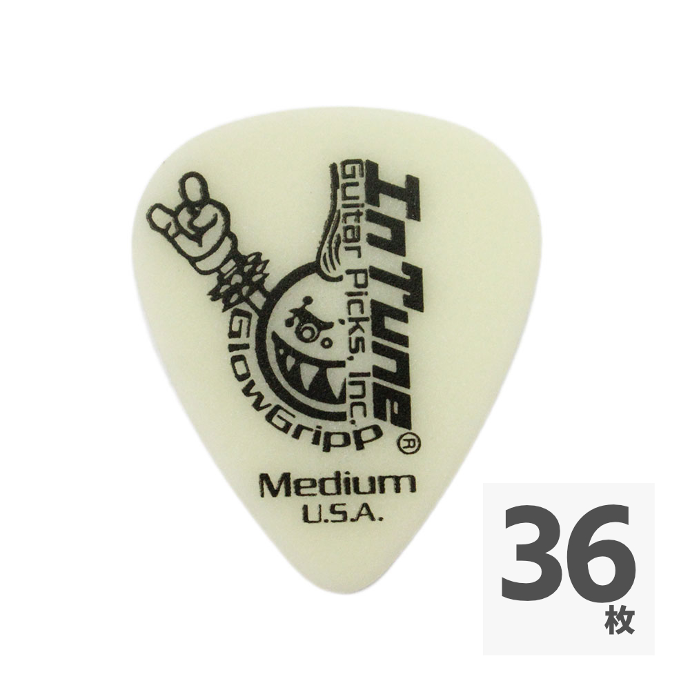 In Tune Guitar Picks Glow Gripp Guitar Picks GGP1-W71 Medium 0.71mm White ギターピック×36枚