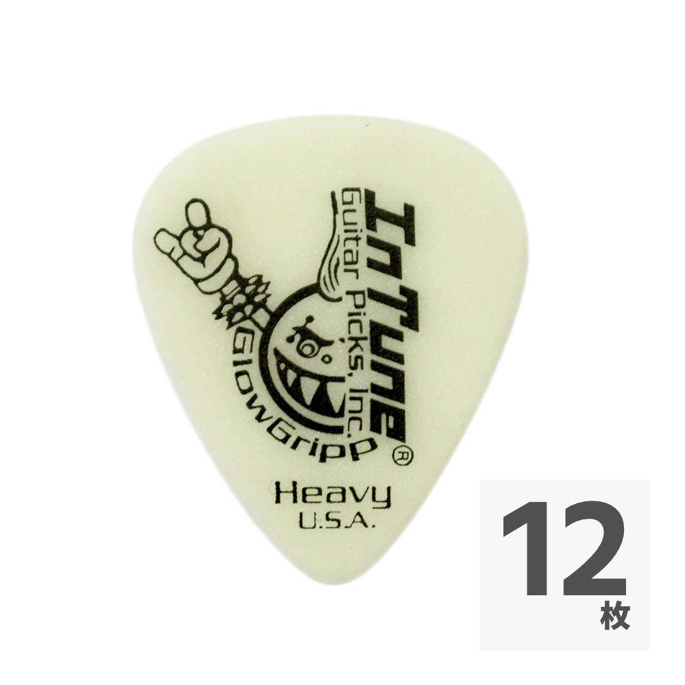 In Tune Guitar Picks GGP1-W96 Glow Gripp Heavy 0.96mm White ギターピック×12枚
