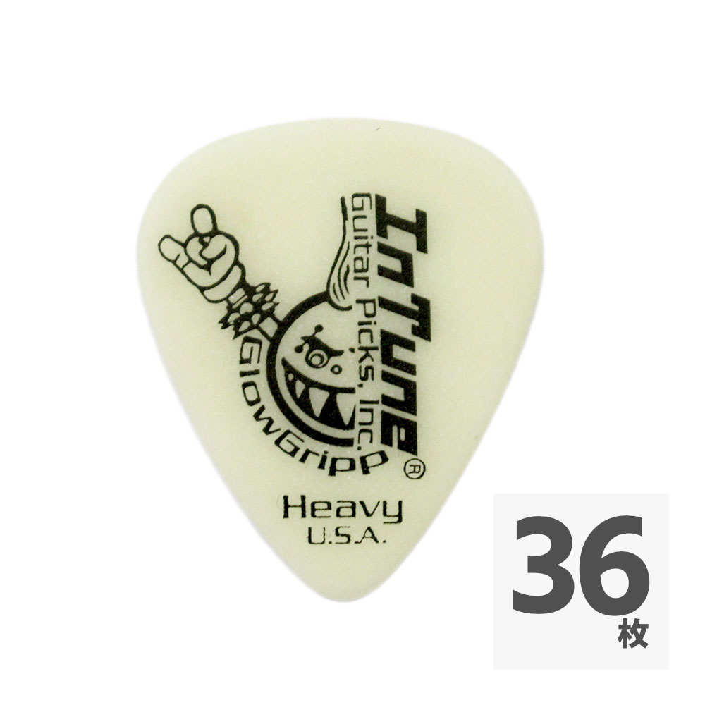 In Tune Guitar Picks GGP1-W96 Glow Gripp Heavy 0.96mm White ギターピック×36枚
