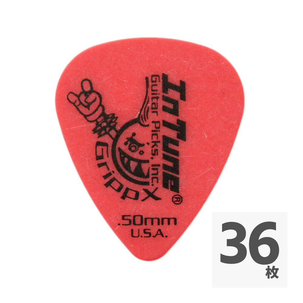 In Tune Guitar Picks DGP1-C50 GrippX-X 0.50mm Red ギターピック×36枚