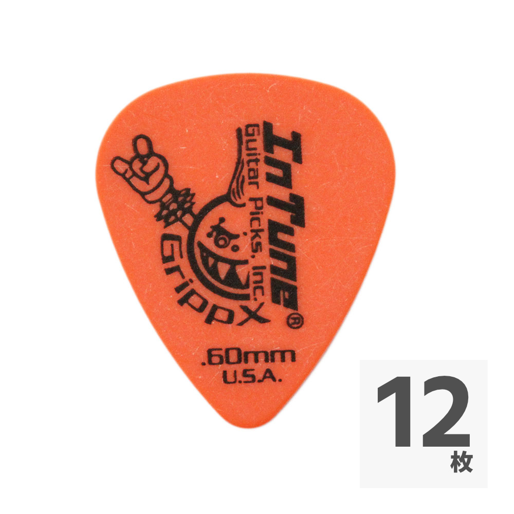 In Tune Guitar Picks DGP1-C60 GrippX-X 0.60mm Orange ギターピック×12枚